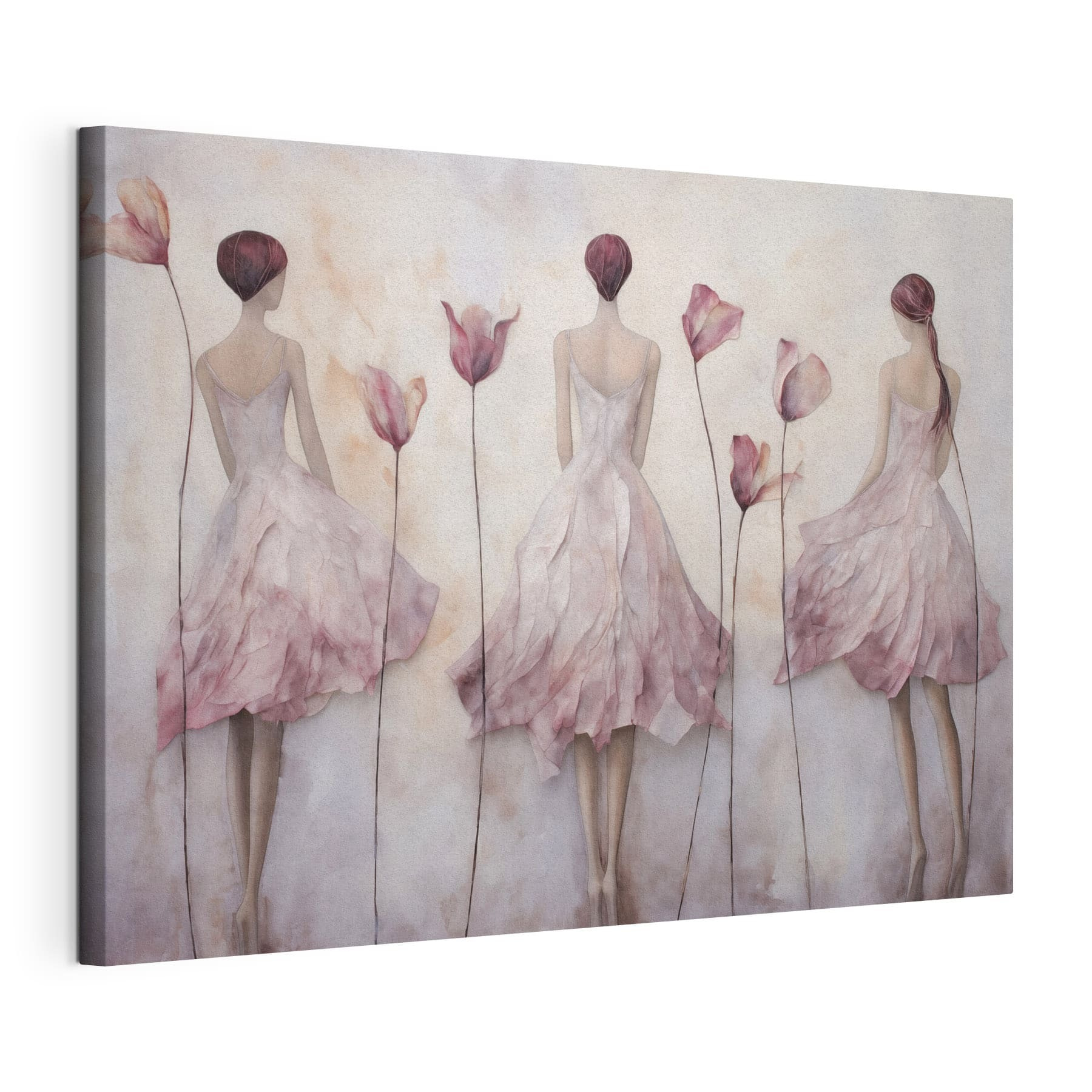 Painting of a woman in a dress with flowers Painting of a woman in a dress with flowers