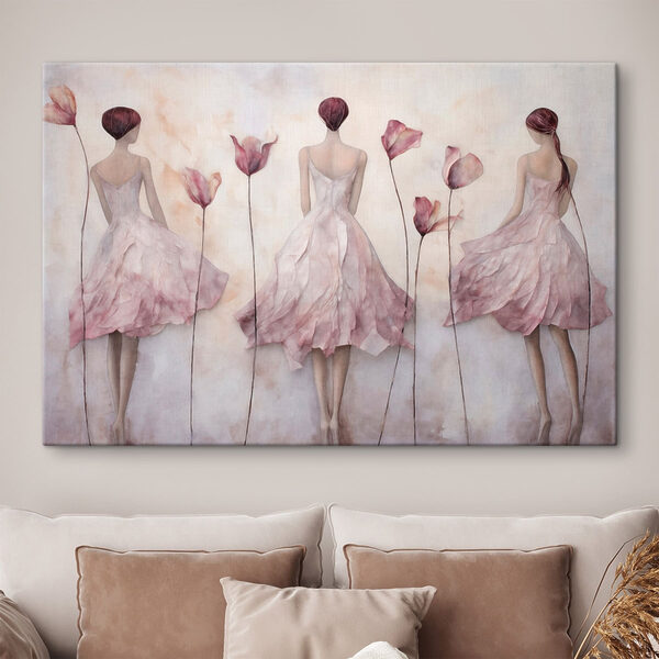 Painting of a woman in a dress with flowers Painting of a woman in a dress with flowers