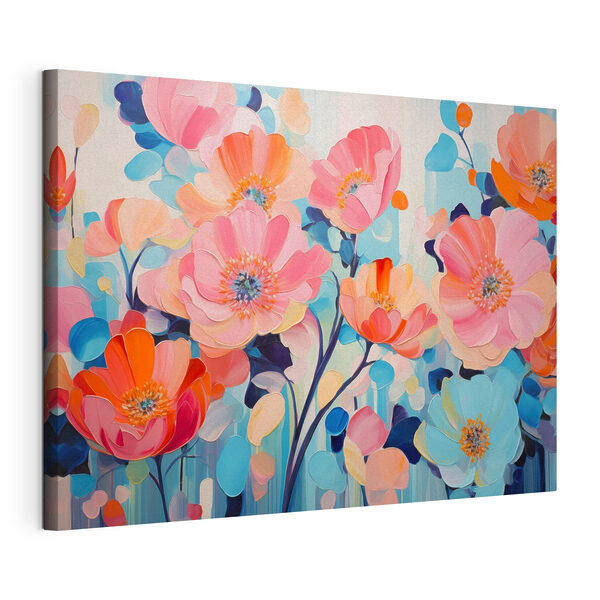 Painting of flowers on a blue background