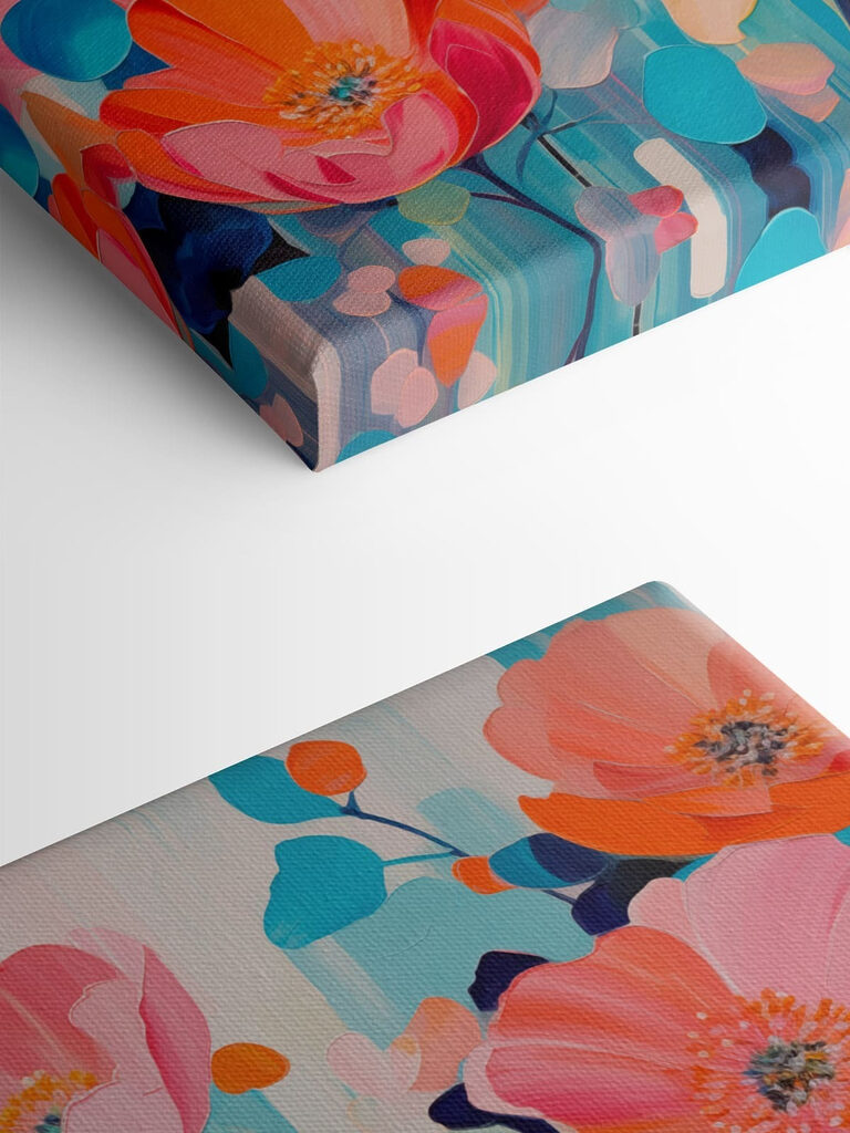 Painting of flowers on a blue background