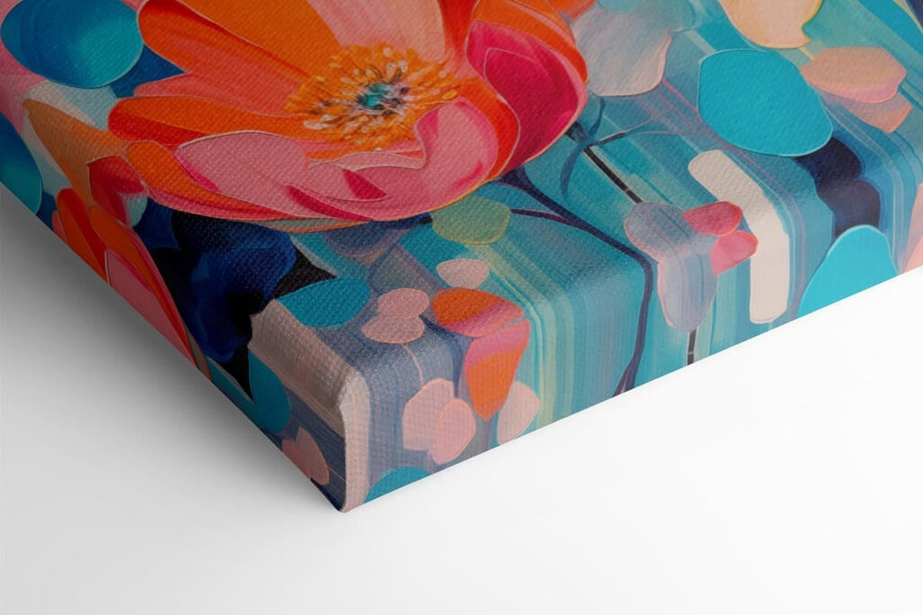 Painting of flowers on a blue background