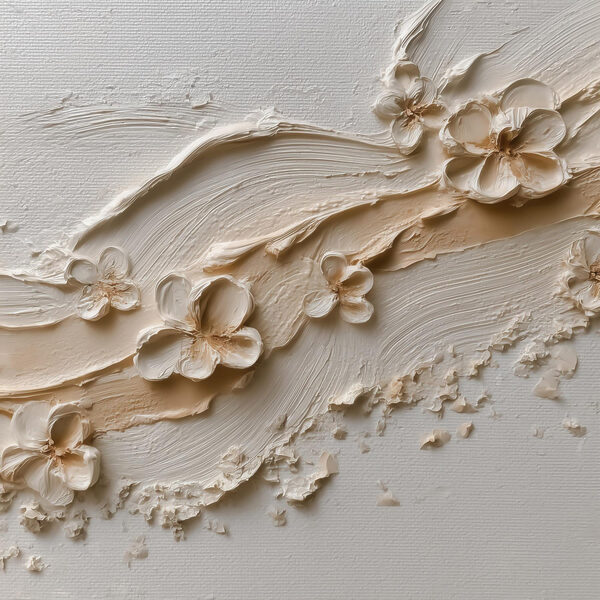 White flower art on a white surface