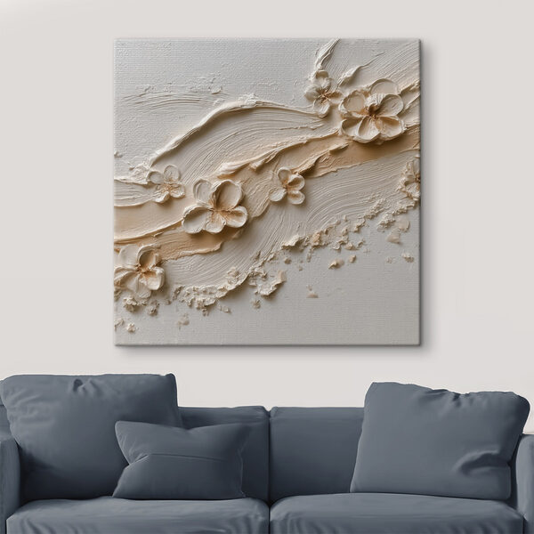 White flower art on a white surface