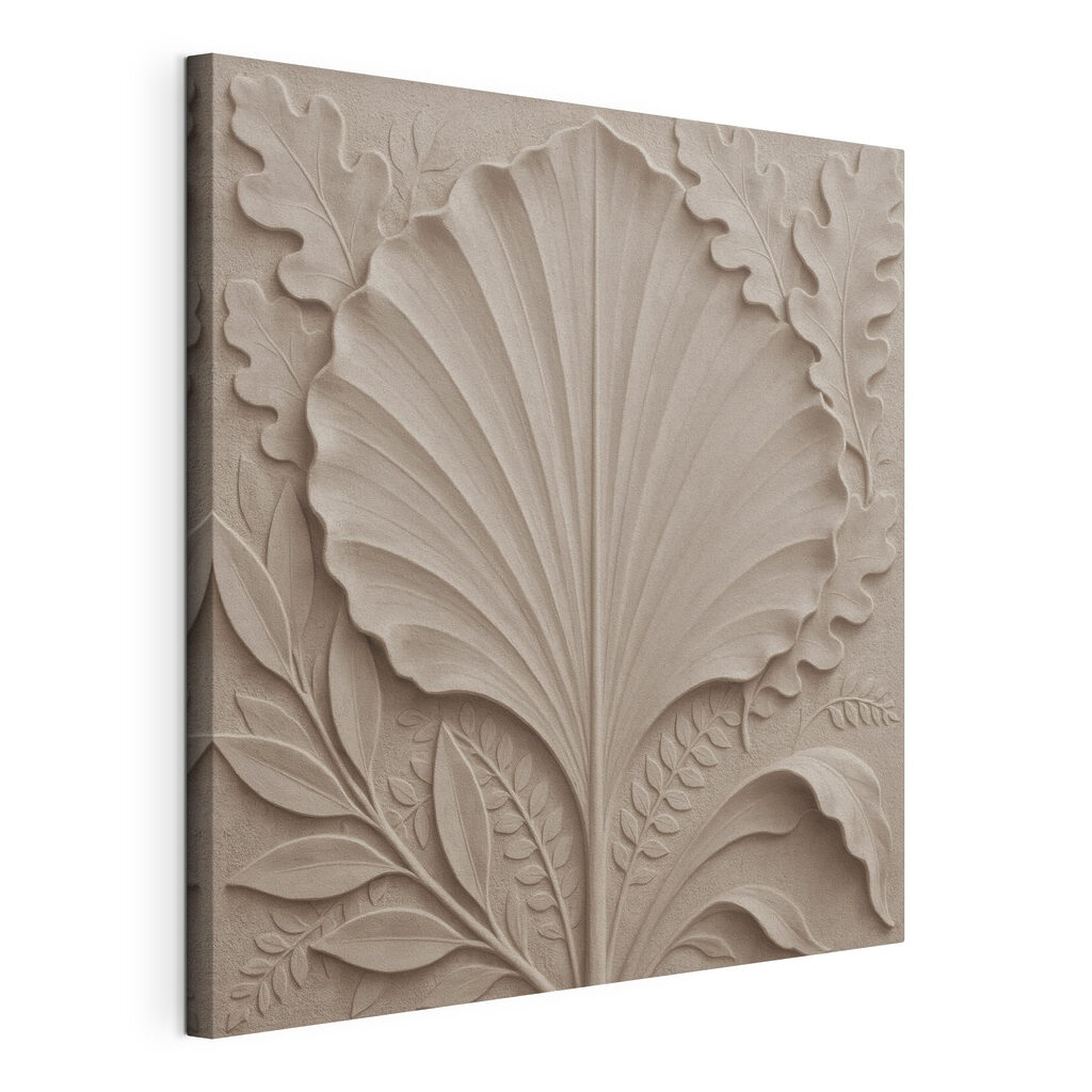 Stone carving of a leaf and leaves Stone carving of a leaf and leaves