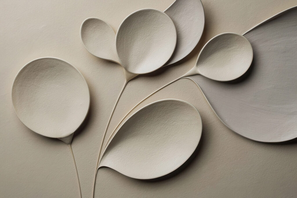 Group of white spoons