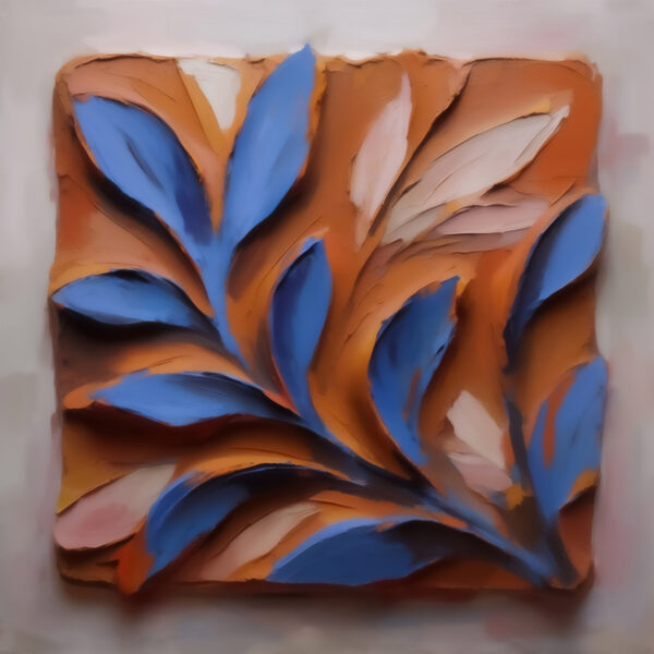 Blue and orange leaf design