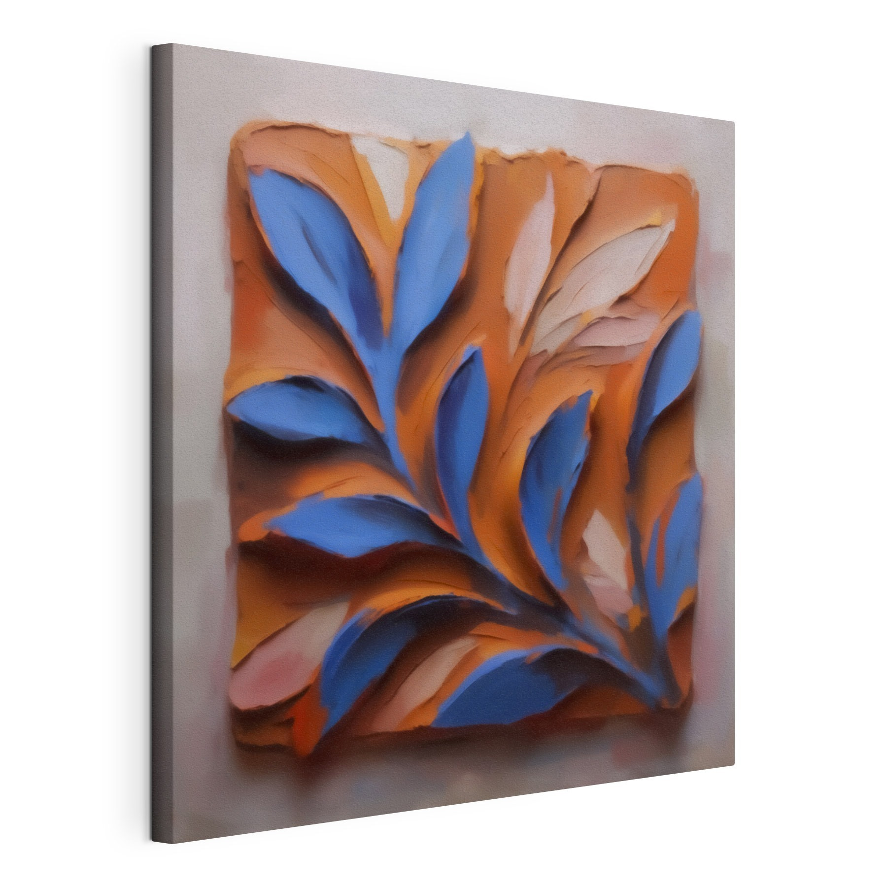 Blue and orange leaf design