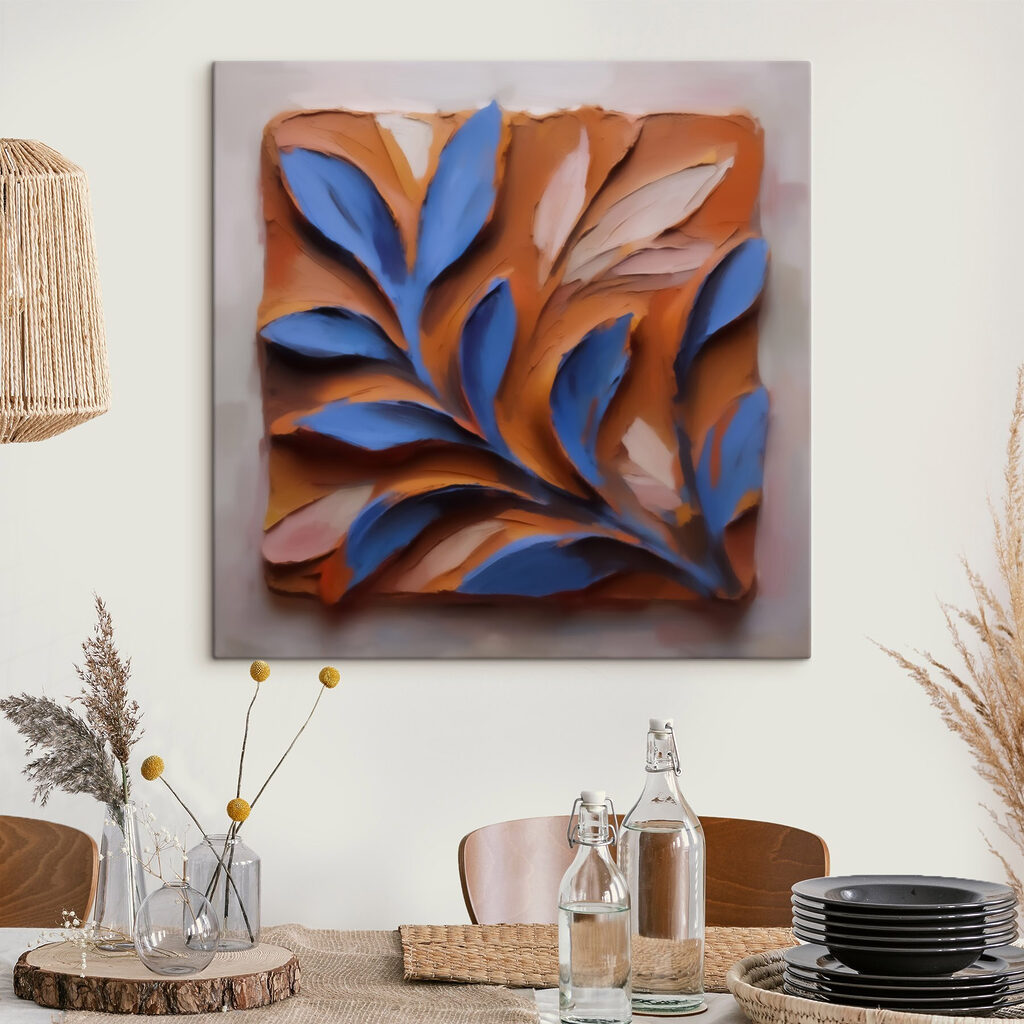 Blue and orange leaf design