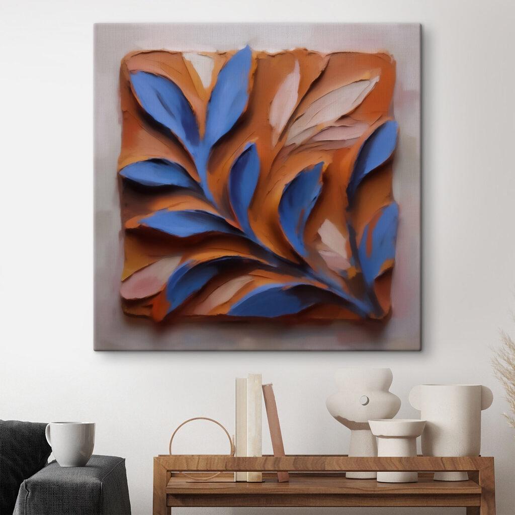 Blue and orange leaf design