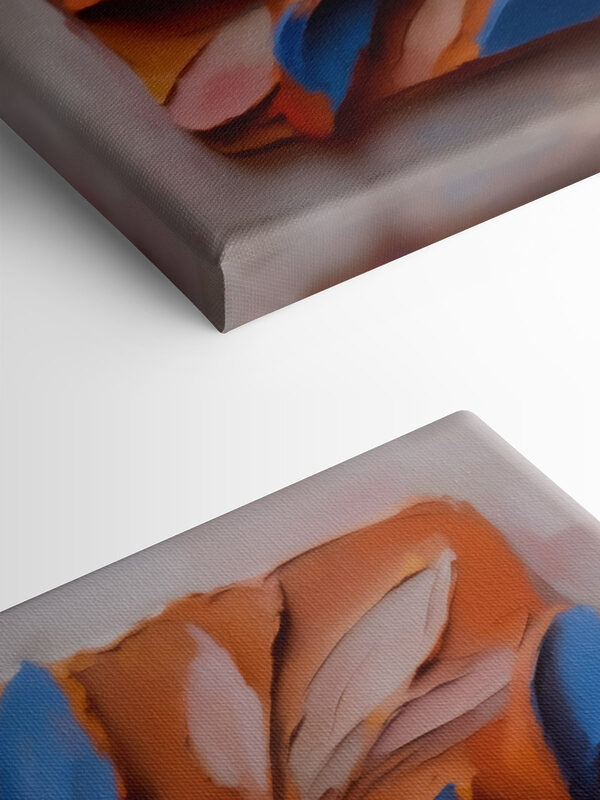 Blue and orange leaf design