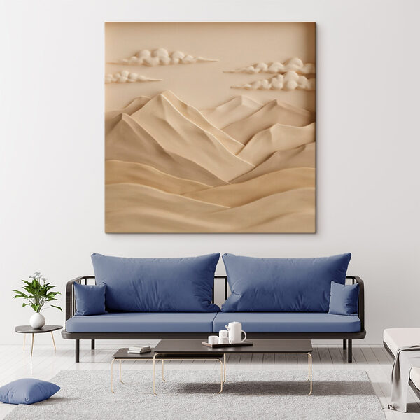 White and tan mountains with clouds and clouds