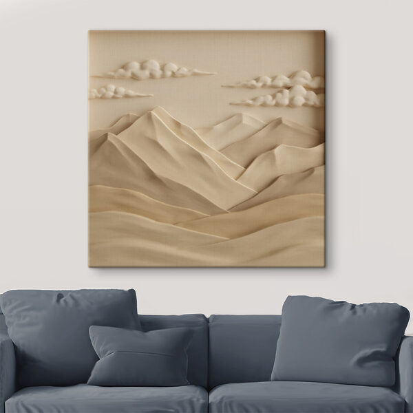 White and tan mountains with clouds and clouds