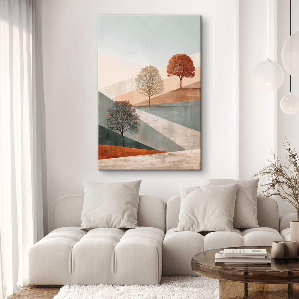 Painting of trees on a hill Painting of trees on a hill