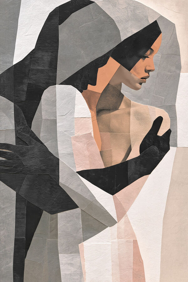 Woman with black hair and black gloves Woman with black hair and black gloves