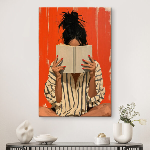 Woman holding a book over her face Woman holding a book over her face