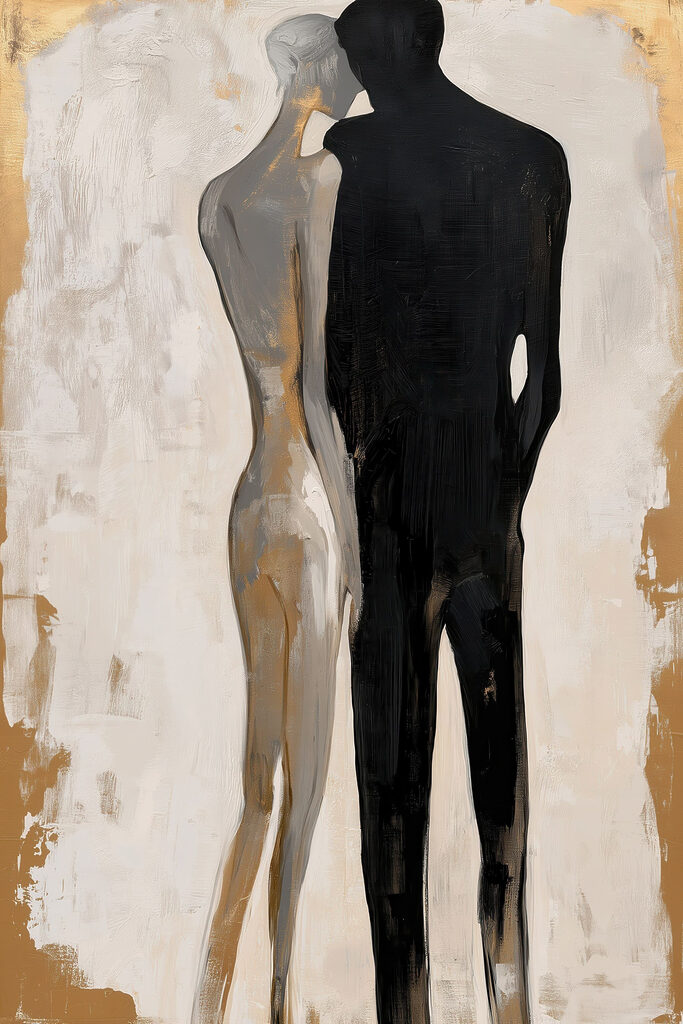 Painting of a couple of people Painting of a couple of people