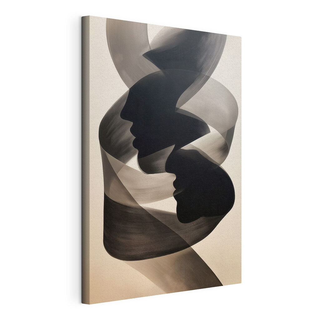Black and white image of two faces