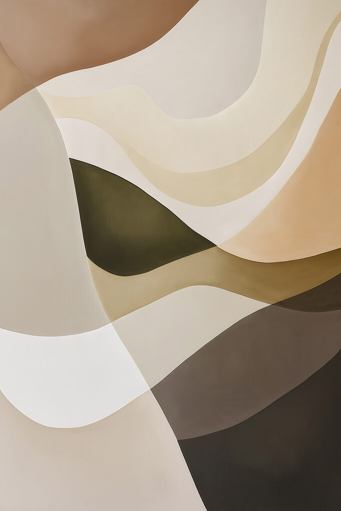- Soft curves in earthy tones