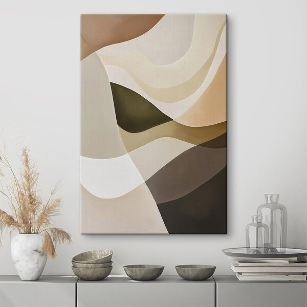- Soft curves in earthy tones