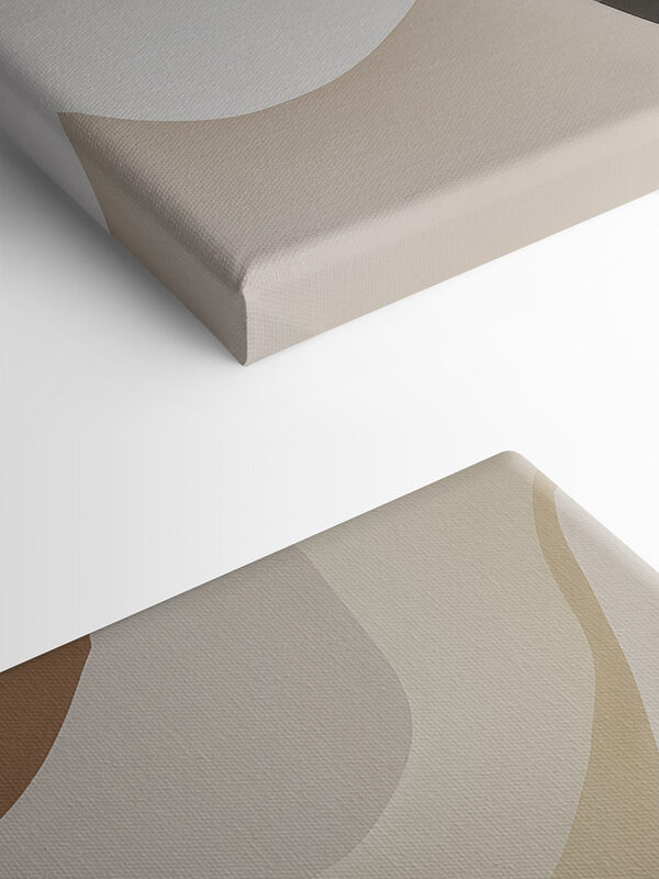 - Soft curves in earthy tones