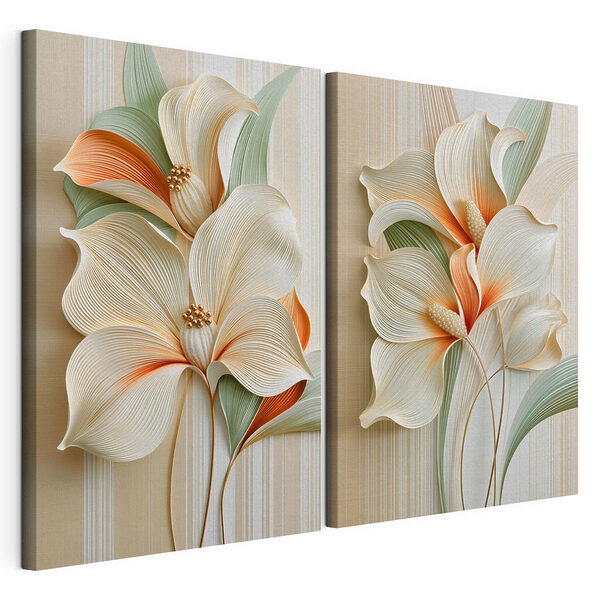 Elegante motivo floreale dai colori tenui Stampa su tela modulare Elegante motivo floreale dai colori tenui