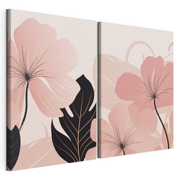 Soft pink blooms with bold leaves