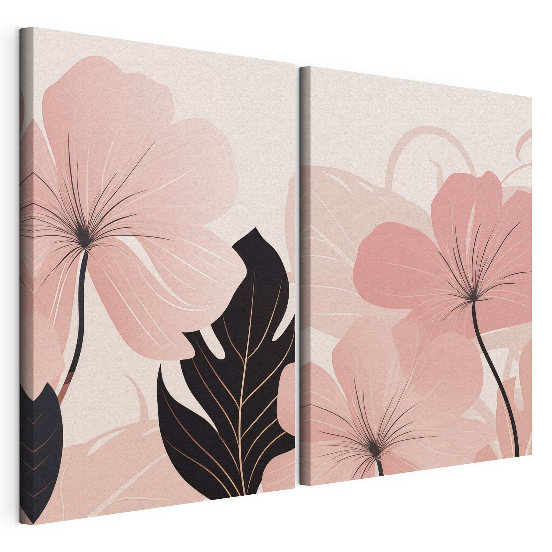 Soft pink blooms with bold leaves