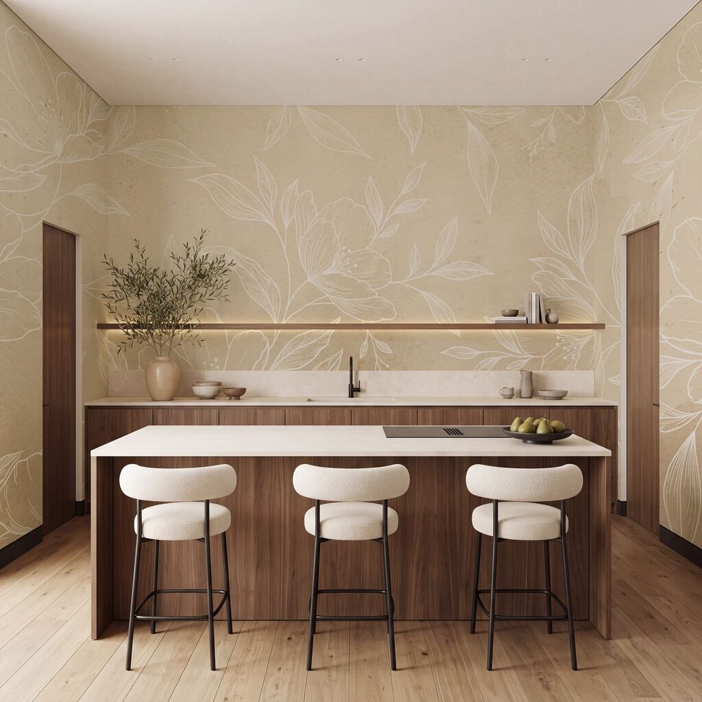 Fiori e foglie bianchi su uno sfondo beige Fiori e foglie bianchi su uno sfondo beige