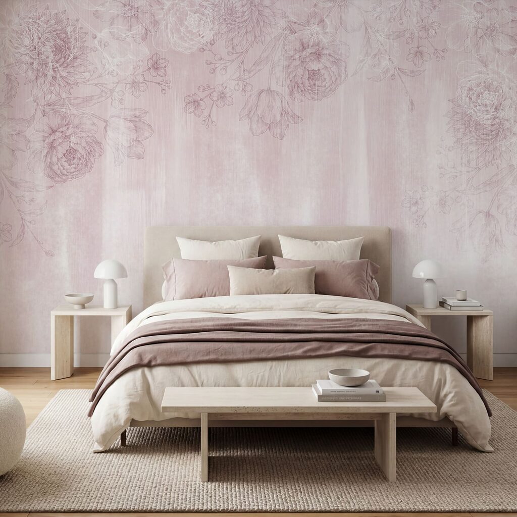 Motivo floreale rosa e bianco