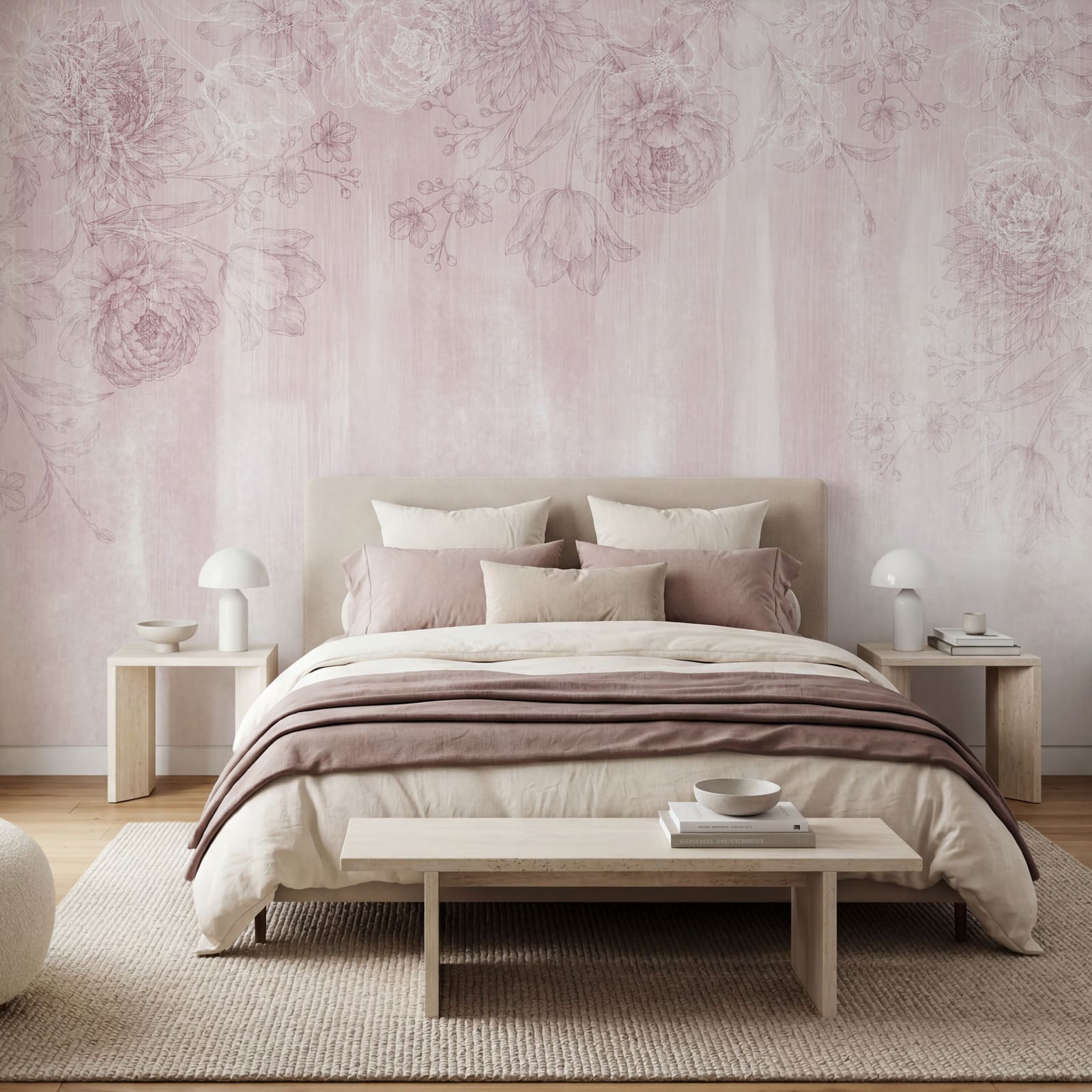 Motivo floreale rosa e bianco