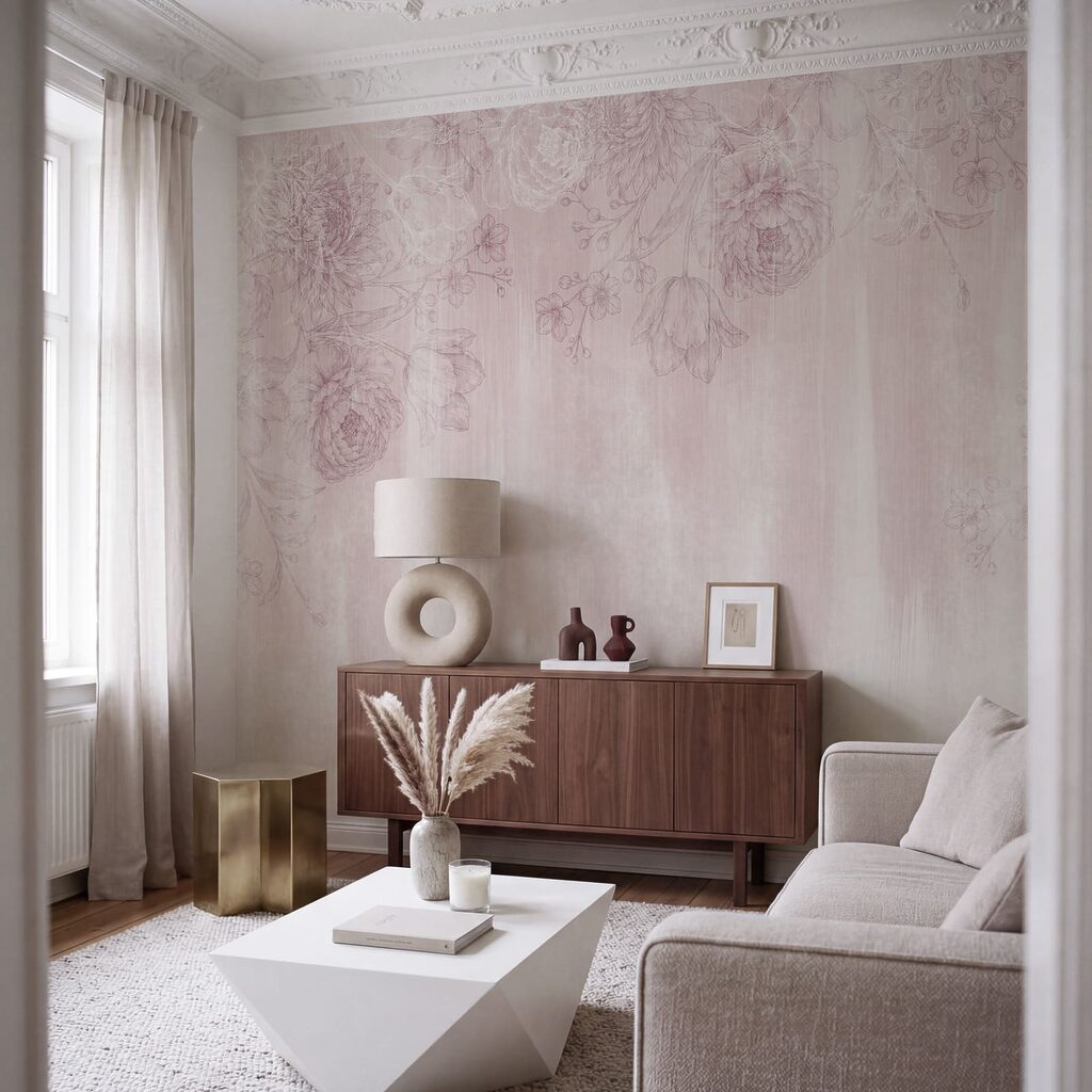 Motivo floreale rosa e bianco
