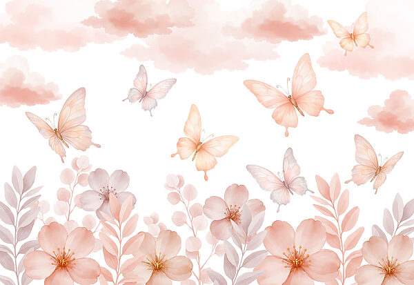 Butterflies flying over flowers Butterflies flying over flowers