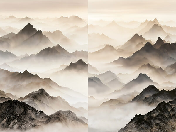 Collage of mountains with fog Collage of mountains with fog
