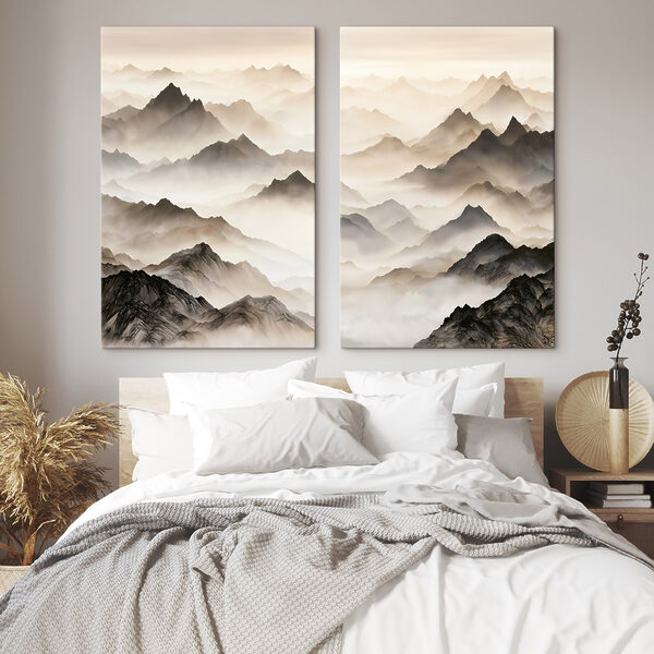 Collage of mountains with fog Collage of mountains with fog