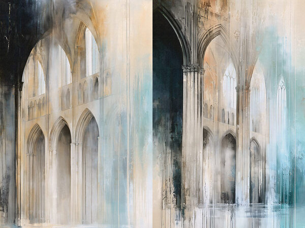 Painting of a building with arches Painting of a building with arches