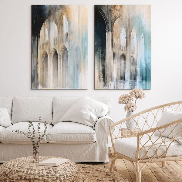 Painting of a building with arches Painting of a building with arches