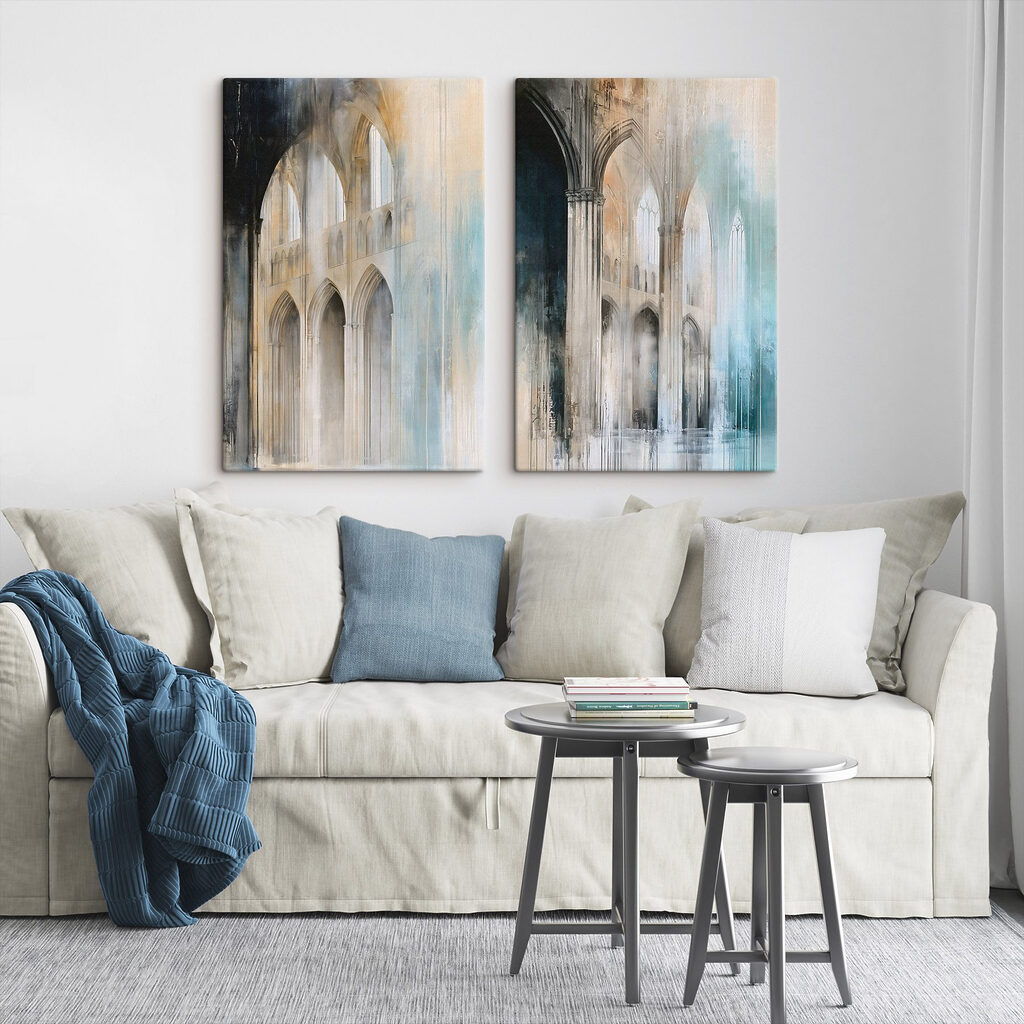 Painting of a building with arches Painting of a building with arches