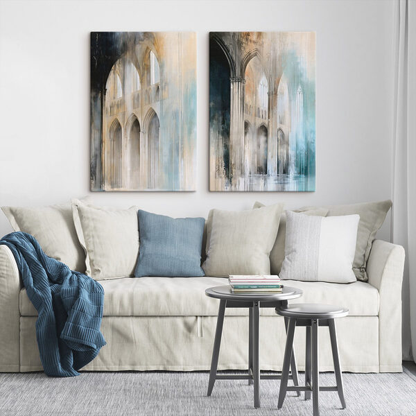 Painting of a building with arches Painting of a building with arches