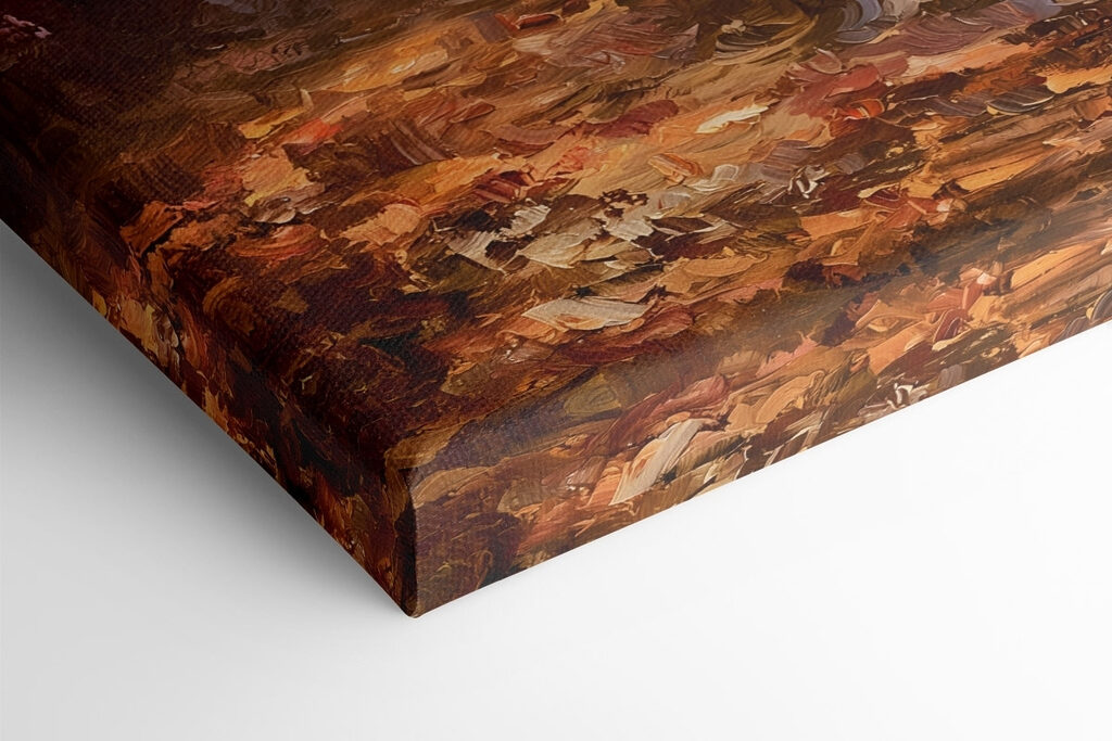 Painting of a bench and a leaf