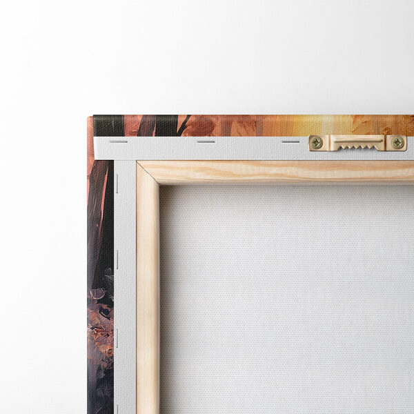 Painting of a bench and a leaf