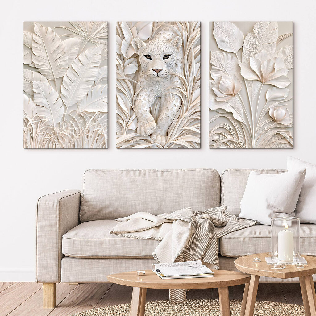 White tiger sculpture with leaves White tiger sculpture with leaves