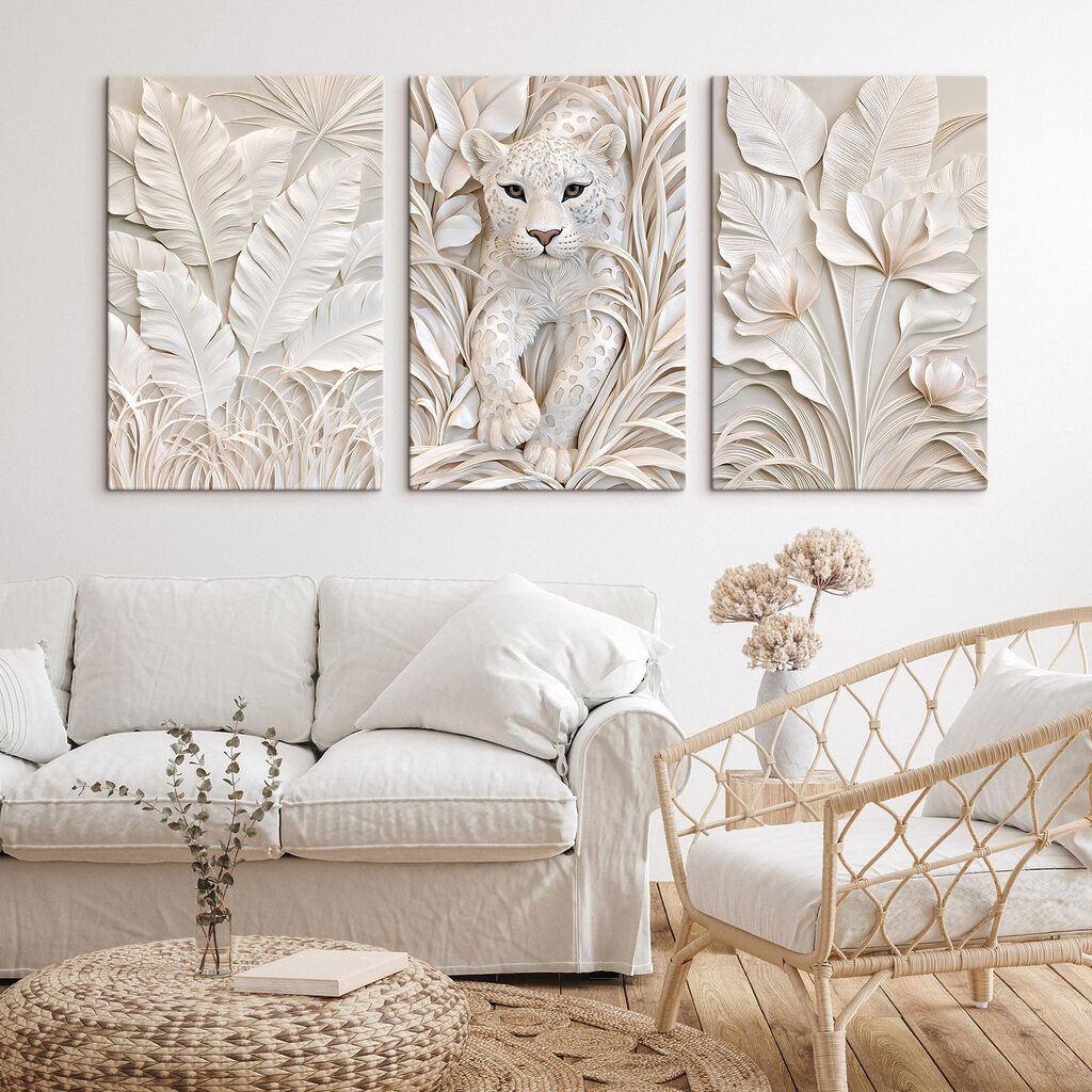White tiger sculpture with leaves White tiger sculpture with leaves