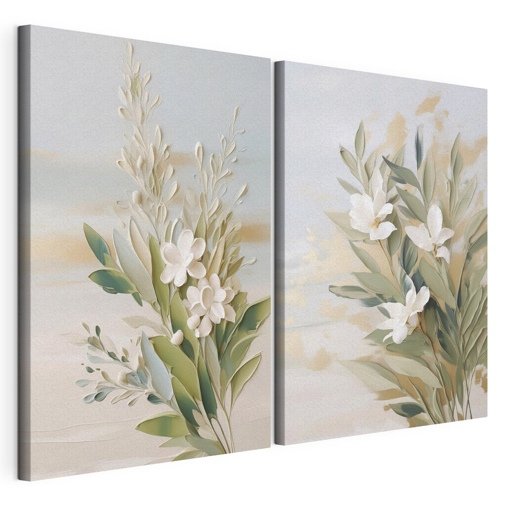 Painting of flowers and leaves Painting of flowers and leaves