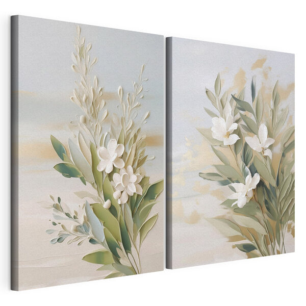 Painting of flowers and leaves Painting of flowers and leaves