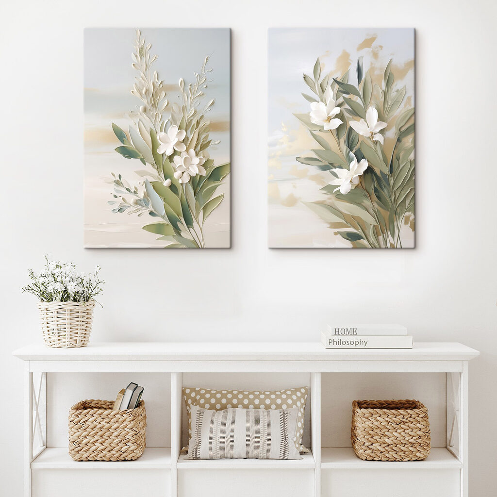 Painting of flowers and leaves Painting of flowers and leaves