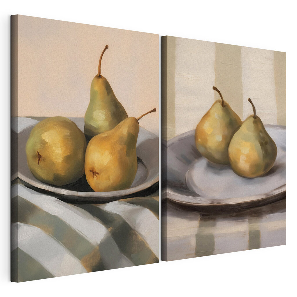 Comparison of a couple of pears on a plate