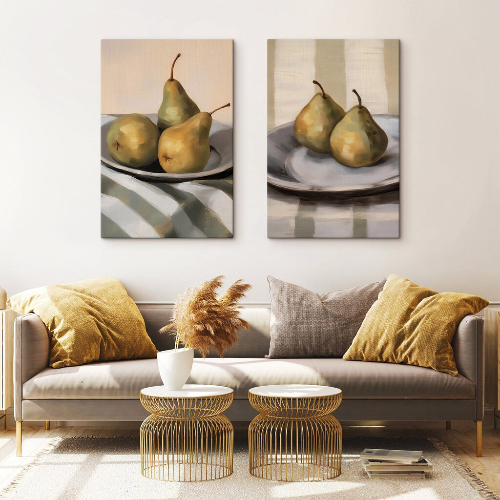 Comparison of a couple of pears on a plate
