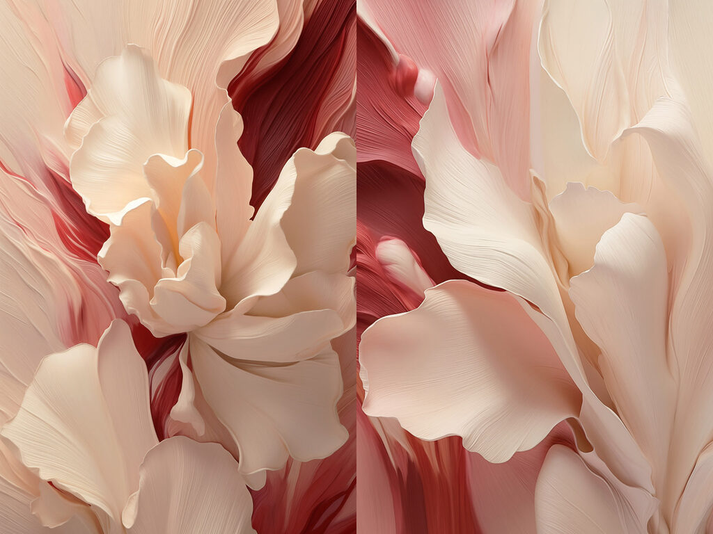 Collage of white and pink flowers