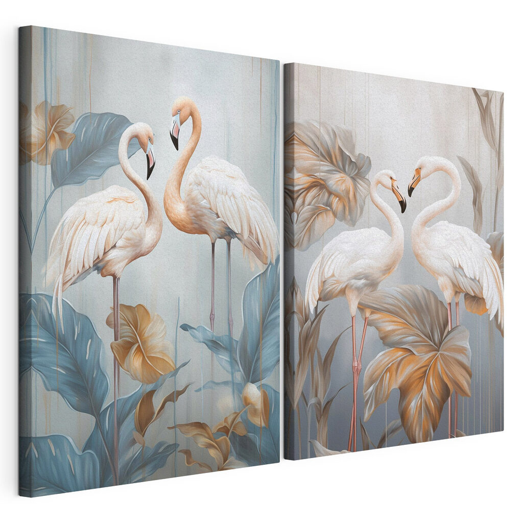 Two birds standing on tall stems Two birds standing on tall stems