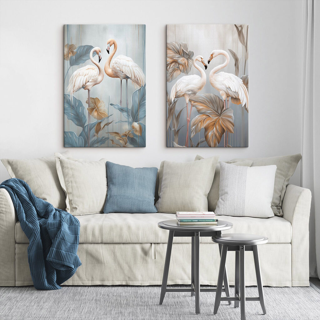 Two birds standing on tall stems Two birds standing on tall stems